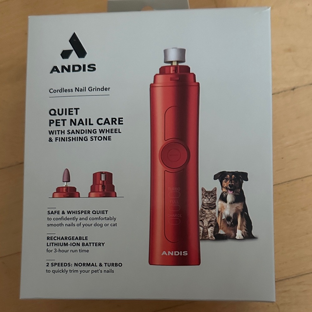Andis Red Cordless Nail Grinder for Pets